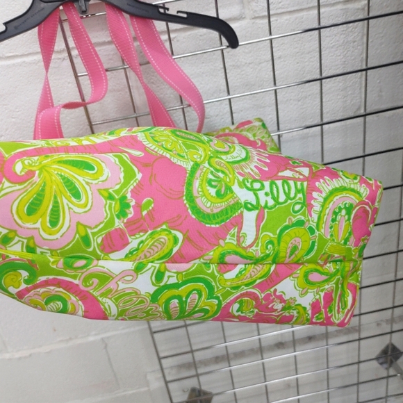 Lilly Pulitzer XL Pink/Green Insulated Collapsible Cooler Tote Bag - Picture 9 of 10